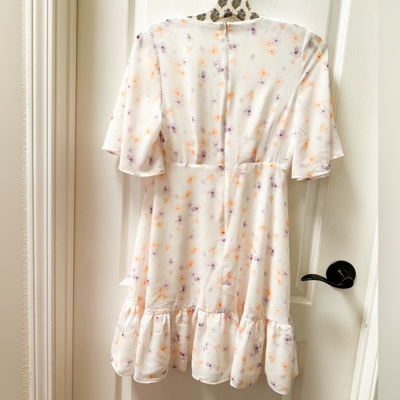 Shades of Rose White Chiffon Flowy Garden Floral Lottie Mini Dress Size Small - Picture 2 of 3